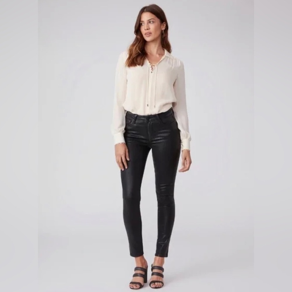 Paige Hoxton Ankle Jean Petite Black Fog Lux Coating Size 29 NWT